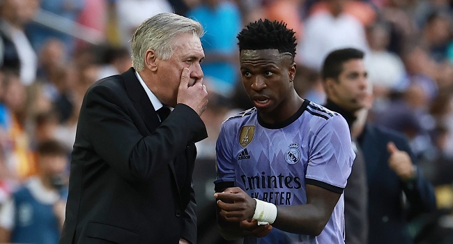 Vinicius 'used to' racism in Spain, says Madrid mentor Ancelotti