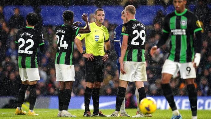 Referees are accused of "changing rules" after Brighton "robbed in broad daylight" against Chelsea