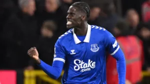 Man Utd plotting £48m winter transfer swoop for Everton midfielder Amadou Onana after rapid Casemiro decline - but will face stiff competition from Barcelona