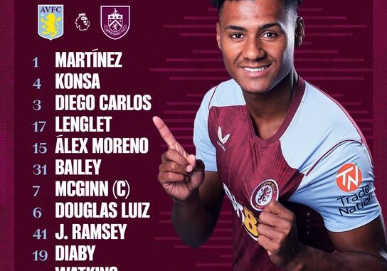 Confirmed Villa XI Vs Burnley: Important two changes from Emery