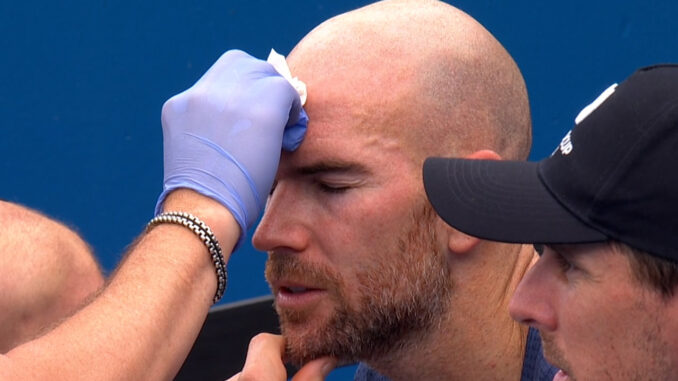 French tennis star Adrian Mannarino need a medical stoppage to respond to a self-inflicted lesion.