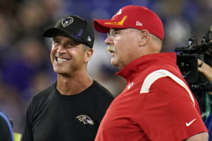 The AFC title game will bring together former Philadelphia coaches Andy Reid and John Harbaugh for a reunion.