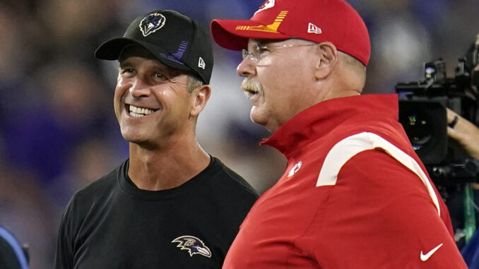 The AFC title game will bring together former Philadelphia coaches Andy Reid and John Harbaugh for a reunion.