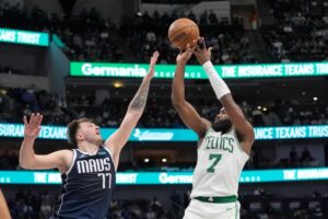 The Celtics defeat the Mavs back-to-back as Jaylen Brown outperforms Luka Doncic.