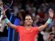 Rafael Nadal gestures to spectators after winning the Brisbane International first round in Brisbane, Australia, January 3, 2024.